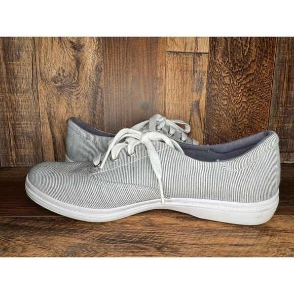 Grasshoppers Memory Foam Sneakers Women's Size 7 Gray Stripe Casual Shoes EUC - Picture 6 of 11